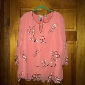 Peach Embellished Top NWT